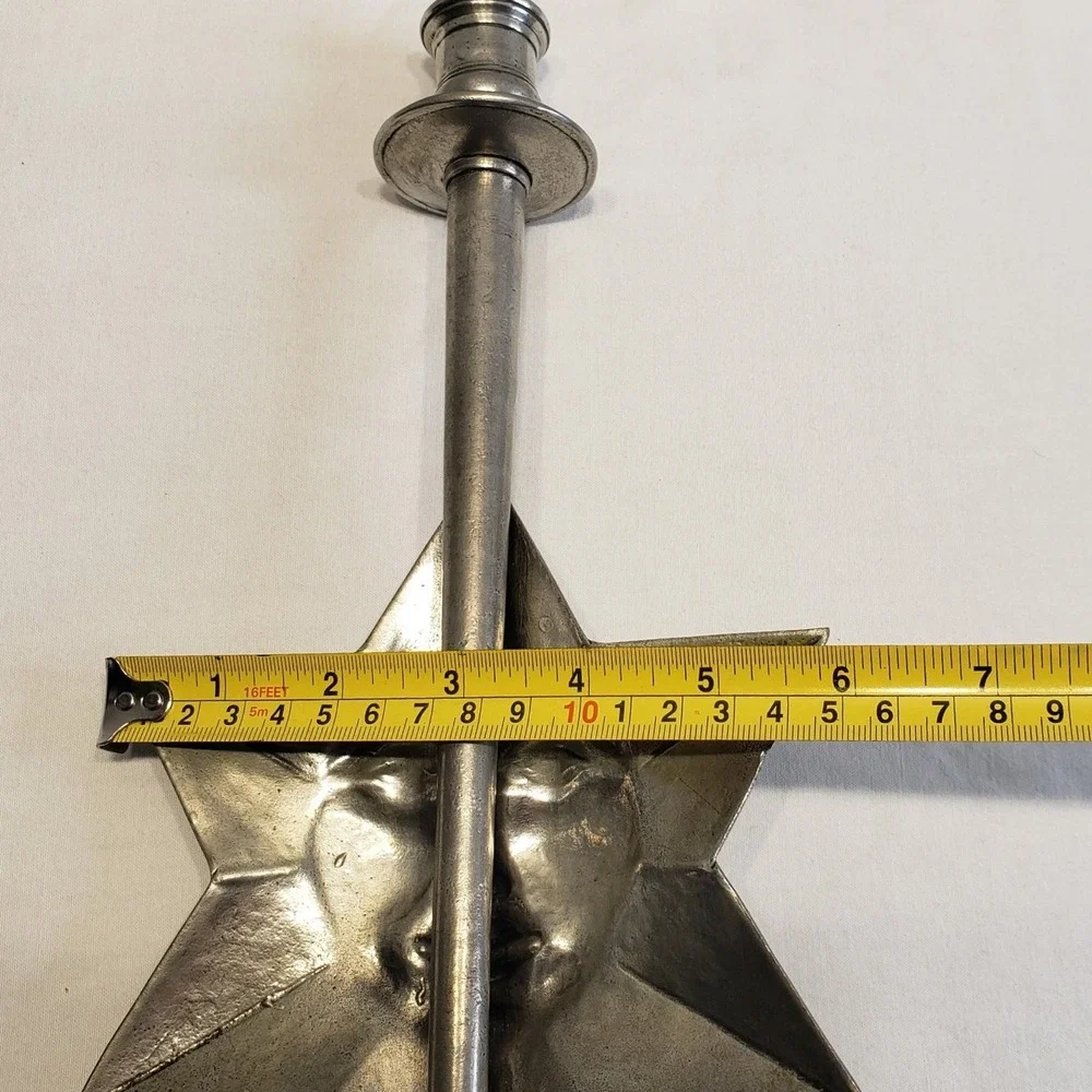 Frieling-Zinn Candlestick Holder Silver Sun Star Celestial Germany Pewter 16.5in